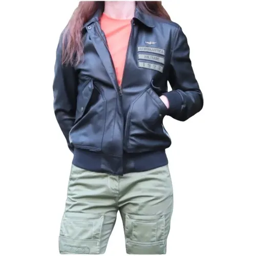 Leather Pilot Bomber Jacket , female, Sizes: XL, S, M - aeronautica militare - Modalova