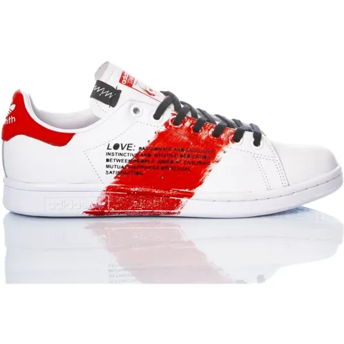 Handgefertigte Weiße Rote Sneakers , Herren, Größe: 36 EU - Adidas - Modalova