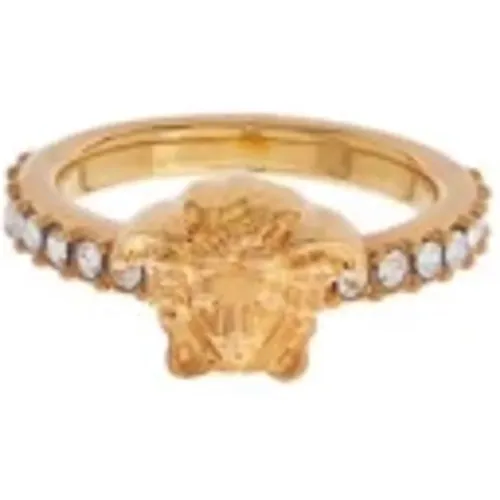 Goldener Kristall Medusakopf Ring - Versace - Modalova