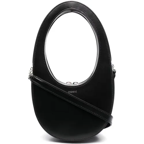 Schwarze gebogene Leder-Logo-Handtasche - Coperni - Modalova