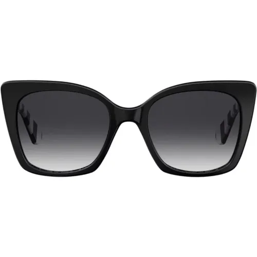 Schmetterling Schwarze Sonnenbrille mit Goldlogo , Damen, Größe: 53 MM - Love Moschino - Modalova