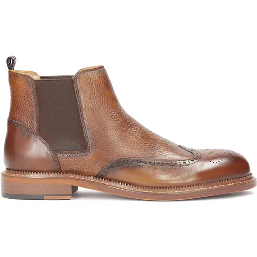 Braune Chelsea-Boots mit Rosettendekoration , Herren, Größe: 42 EU - Kazar - Modalova