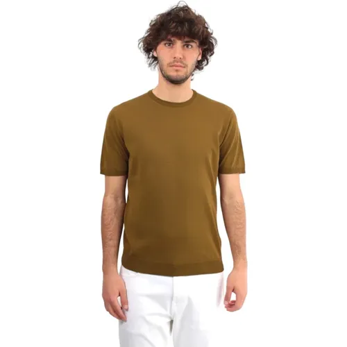 Grünes Rundhals-T-Shirt , Herren, Größe: M - Roberto Collina - Modalova