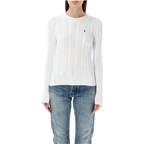 Weiße Zopfmuster Rundhals Pullover , Damen, Größe: L - Ralph Lauren - Modalova