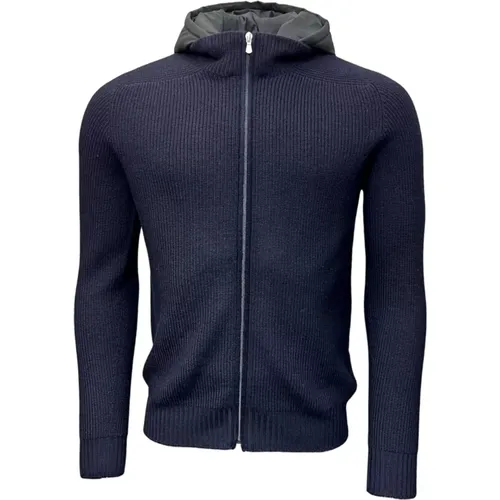 Rainwool Kapuzenjacke Navy , Herren, Größe: M - Gran Sasso - Modalova