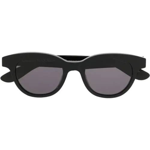 Schwarze Wayfarer-Sonnenbrille mit Grau Getönten Gläsern , Damen, Größe: ONE Size - alexander mcqueen - Modalova