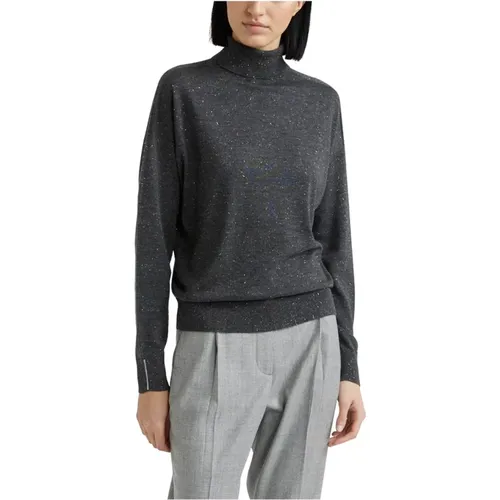 Woll-, Viskose- und Lurex-High-Neck-Pullover , Damen, Größe: 2XS - PESERICO - Modalova