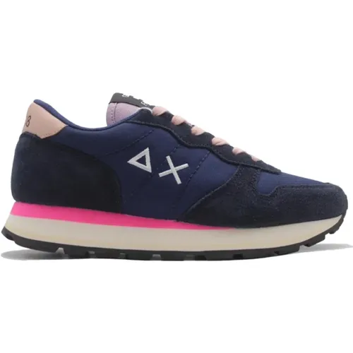 Navy Blue Running Sneakers , female, Sizes: 3 UK, 5 UK - Sun68 - Modalova