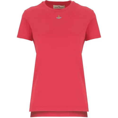 Rotes Baumwoll-T-Shirt mit Orb-Detail , Damen, Größe: L - Vivienne Westwood - Modalova