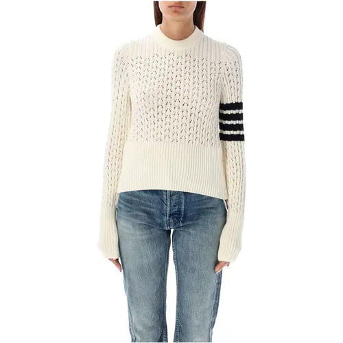 Rib Stitch Boxy Crew Neck Sweater , female, Sizes: XS, 2XS - Thom Browne - Modalova