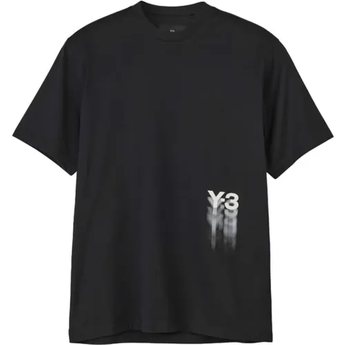 Sportliches T-Shirt mit kurzen Ärmeln,Schwarzes Baumwoll-T-Shirt - Y-3 - Modalova