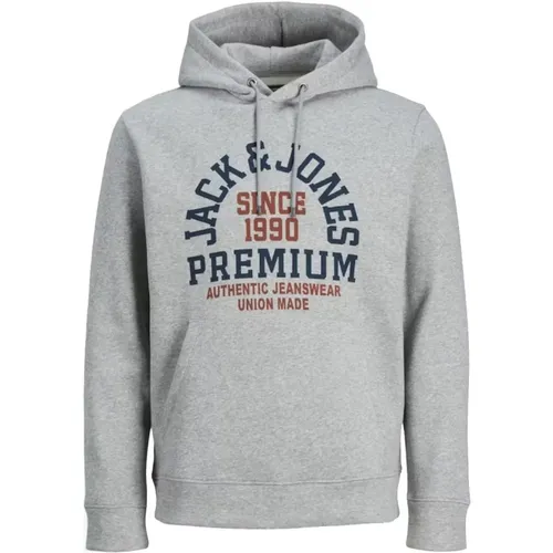 Grauer Hoodie mit Logodetail , Herren, Größe: M - jack & jones - Modalova