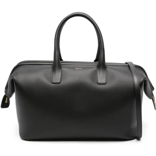 Schwarze Lederhandtasche mit Logostempel - Bally - Modalova