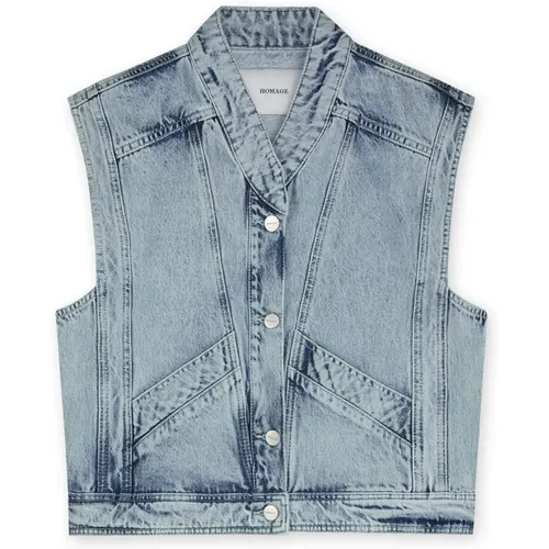 Vintage Denim Gilet , Damen, Größe: L - Homage - Modalova