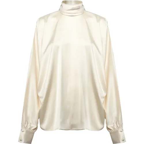 Ivory Turtleneck Sweater with Button Closure , female, Sizes: S, XS, 2XS - Nineminutes - Modalova