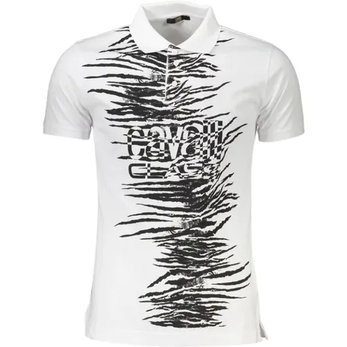 Elegant Cotton Polo with Signature Print , male, Sizes: M, XL, L - Cavalli Class - Modalova