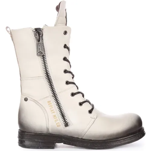 Military Style Leather Boots for Women , female, Sizes: 7 UK, 6 UK - Replay - Modalova