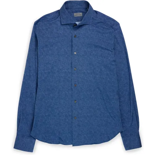 Blaues Baumwoll-Stretch-Hemd mit Cut-Away-Kragen - Orian - Modalova