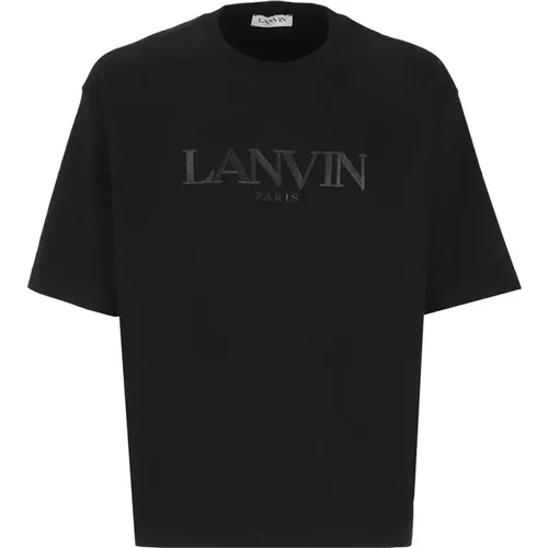 Schwarzes Baumwoll-T-Shirt mit Stickerei,T-Shirts - Lanvin - Modalova