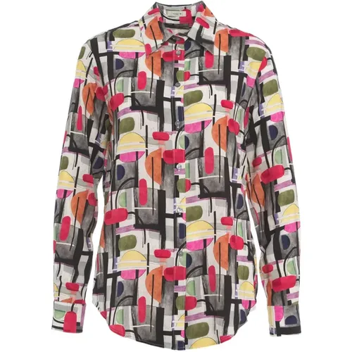 Retro Print Bluse, Stehkragen, Lange Ärmel - Himon's - Modalova