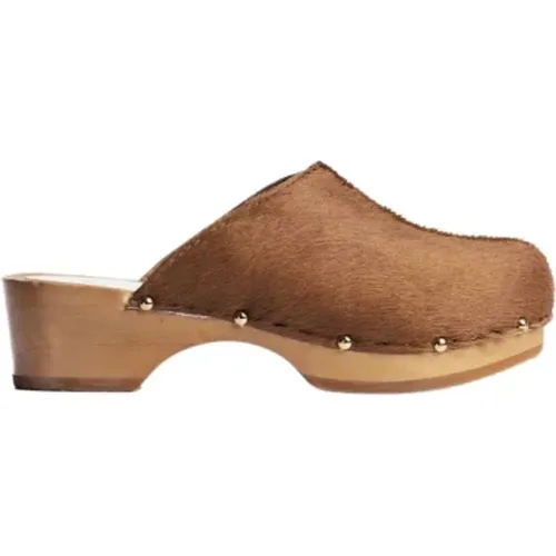 Wooden Leather Clogs with Heels , female, Sizes: 4 UK, 6 UK, 5 UK - Youyou - Modalova