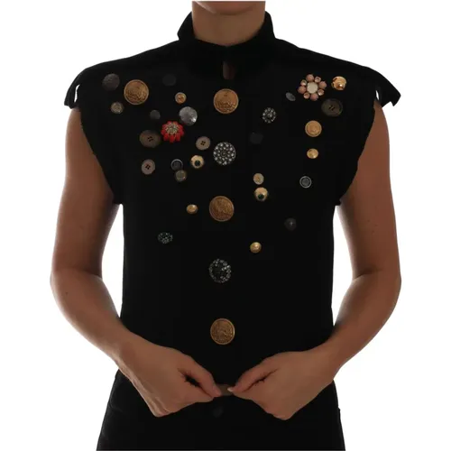 Luxury Embellished Floral Military Vest , female, Sizes: XS - Dolce & Gabbana - Modalova
