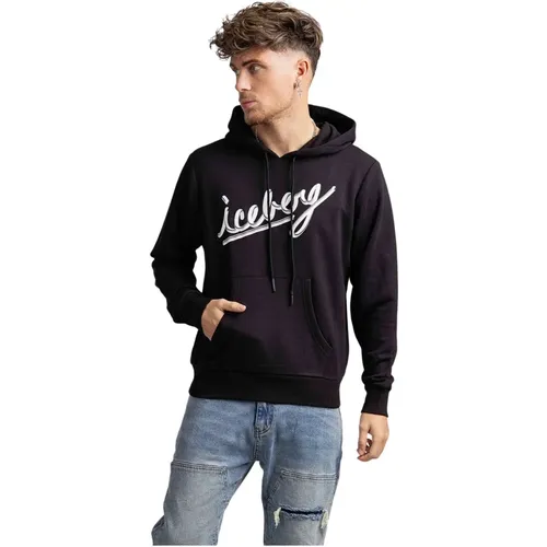 Logo Hoodie für Herren in Schwarz , Herren, Größe: M - Iceberg - Modalova