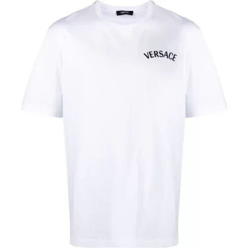 Milano Stamp Embroidered T-shirts and Polos , male, Sizes: L, 2XL, S, M, XL - Versace - Modalova