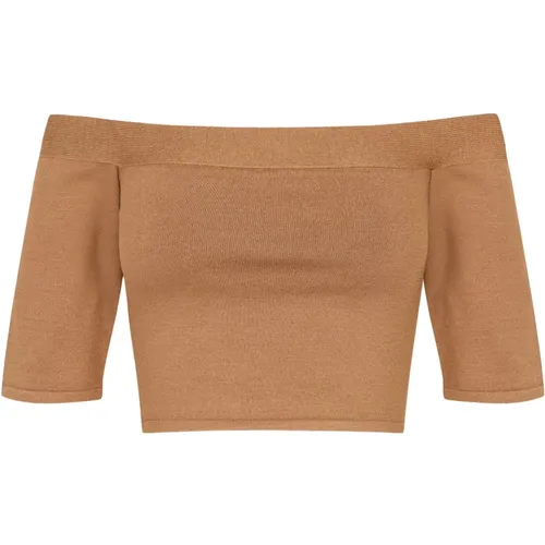 Seiden Stretch Off-Shoulder Crop Top , Damen, Größe: L - Cortana - Modalova