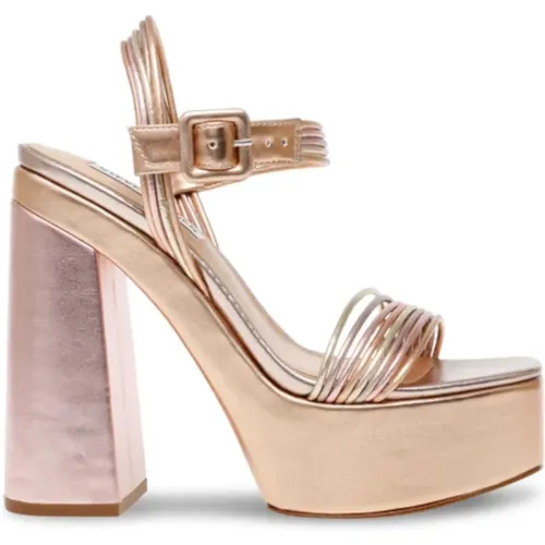 Rose Gold Block Heel Sandals , female, Sizes: 5 1/2 UK, 5 UK, 4 1/2 UK - Steve Madden - Modalova