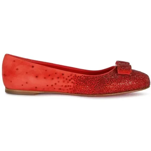 Ballerina Flats Crystal Embellishments , female, Sizes: 5 1/2 UK, 6 UK, 3 1/2 UK - Salvatore Ferragamo - Modalova