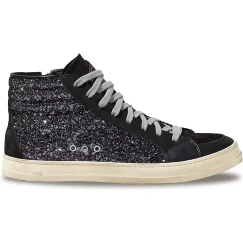 Glitter Black High Top Sneakers , female, Sizes: 5 UK, 3 UK, 4 UK, 7 UK, 6 UK - P448 - Modalova