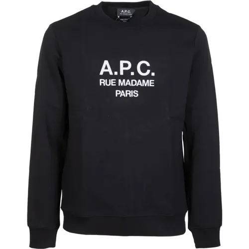 Schwarzer Baumwoll-Sweatshirt mit Logo , Herren, Größe: S - A.P.C. - Modalova