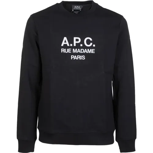 Schwarzer Baumwoll-Sweatshirt mit Logo , Herren, Größe: M - A.p.c. - Modalova