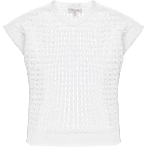 Linen Cotton Sleeveless Sweater , female, Sizes: M - Antonelli Firenze - Modalova