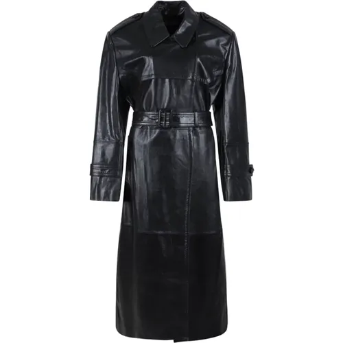 Schwarzer Leder Trenchcoat Sportmax - SPORTMAX - Modalova