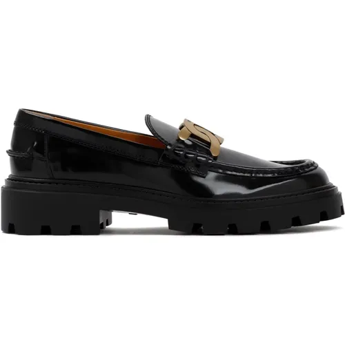 Schwarze Lackleder Loafer Schuhe,Schwarze Mokassin-Schuhe für Frauen - TOD'S - Modalova