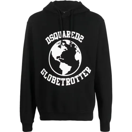 Globetrotter Logo-Print Hoodie , male, Sizes: L, XL - Dsquared2 - Modalova