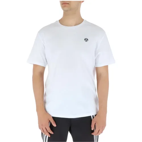 Weißes Bedrucktes T-Shirt, Kurze Ärmel , Herren, Größe: S - North Sails - Modalova