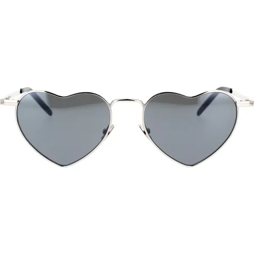 Herzförmige Sonnenbrille mit verspiegelten silbernen Gläsern - Saint Laurent - Modalova