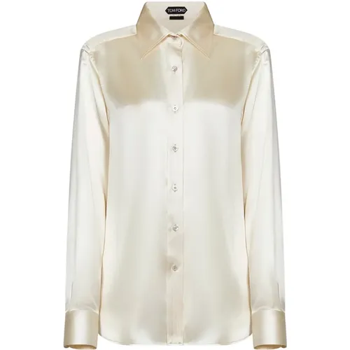 Silk White Shirt Elegant Style , female, Sizes: XS, S - Tom Ford - Modalova