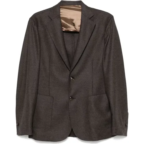 Luxury Wool Cashmere Jacket Italy Made , male, Sizes: L, 2XL, 4XL, XL - Barba - Modalova