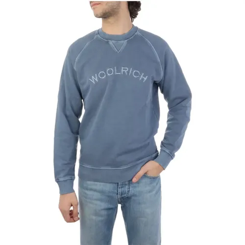 Varsity Crewneck Sweatshirt for Men , male, Sizes: L, M, 2XL, S - Woolrich - Modalova
