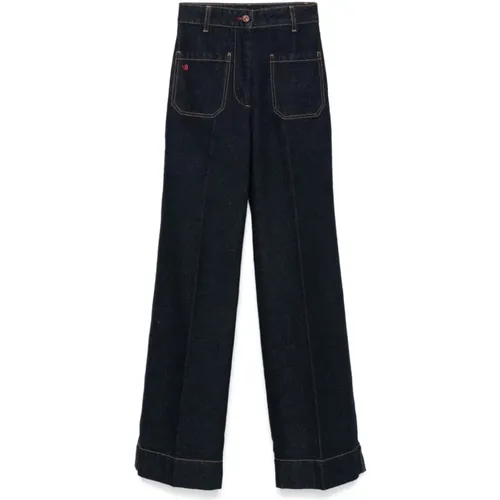 Indigo Denim Flared Jeans , Damen, Größe: W30 - Victoria Beckham - Modalova