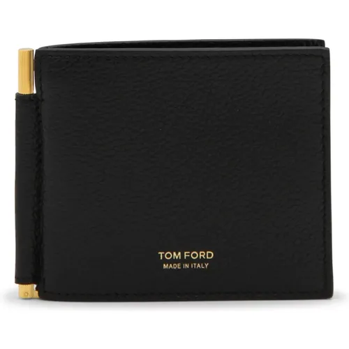 Schwarze Lederbrieftasche mit Logoprägung - Tom Ford - Modalova