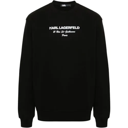 Schwarzer Crew Neck Sweater Logo Detail , Herren, Größe: L - Karl Lagerfeld - Modalova