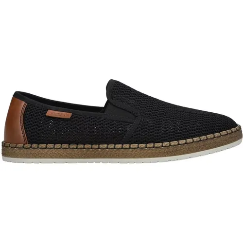 Schwarze Textil-Schnür-Espadrilles , Herren, Größe: 42 EU - Rieker - Modalova