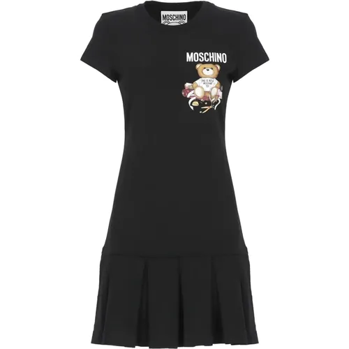 Cotton Dress with Teddy Print , female, Sizes: 2XS, XS - Moschino - Modalova