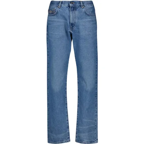 Gerade Bein Denim Jeans Blau Gewaschen , Herren, Größe: W33 - Versace - Modalova