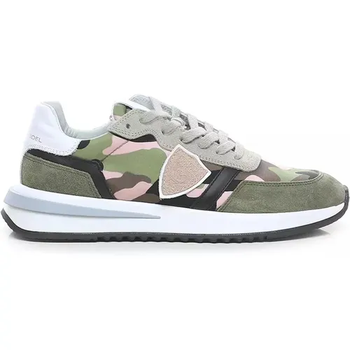 Army Fabric Sneakers mit Wildledereinsätzen , Damen, Größe: 36 EU - Philippe Model - Modalova